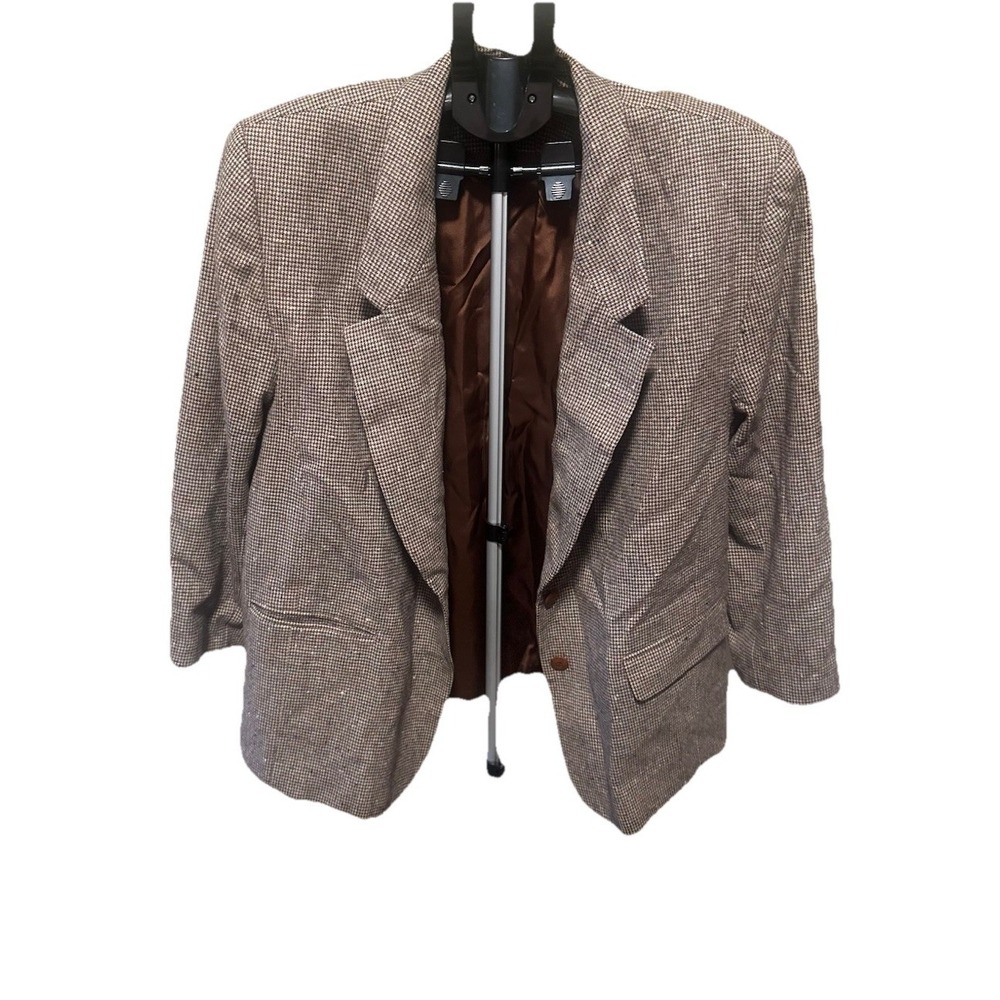 Pendleton Men's Vintage 100% Virgin Wool Plaid Blazer USA Gray Tan Brown